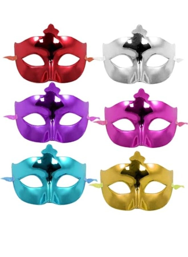 Fun Affairs Eye Mask for Halloween and Christmas Party, Masquerade Ball Venetian Party Pack of 6 for Men and Women (3 Colors X 2 Mask Each) - Image 2